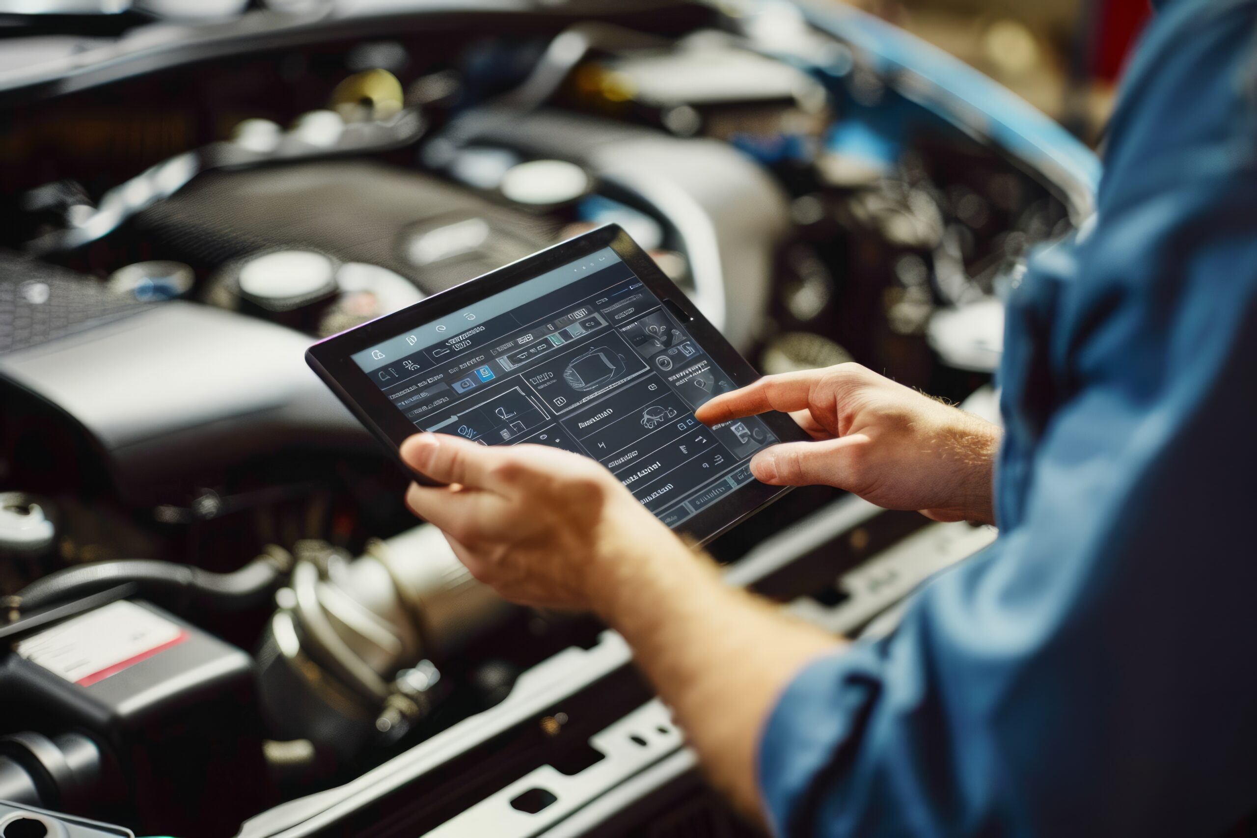 Technician using advanced diagnostic tools to identify and troubleshoot mechanical issues in a vehicle.